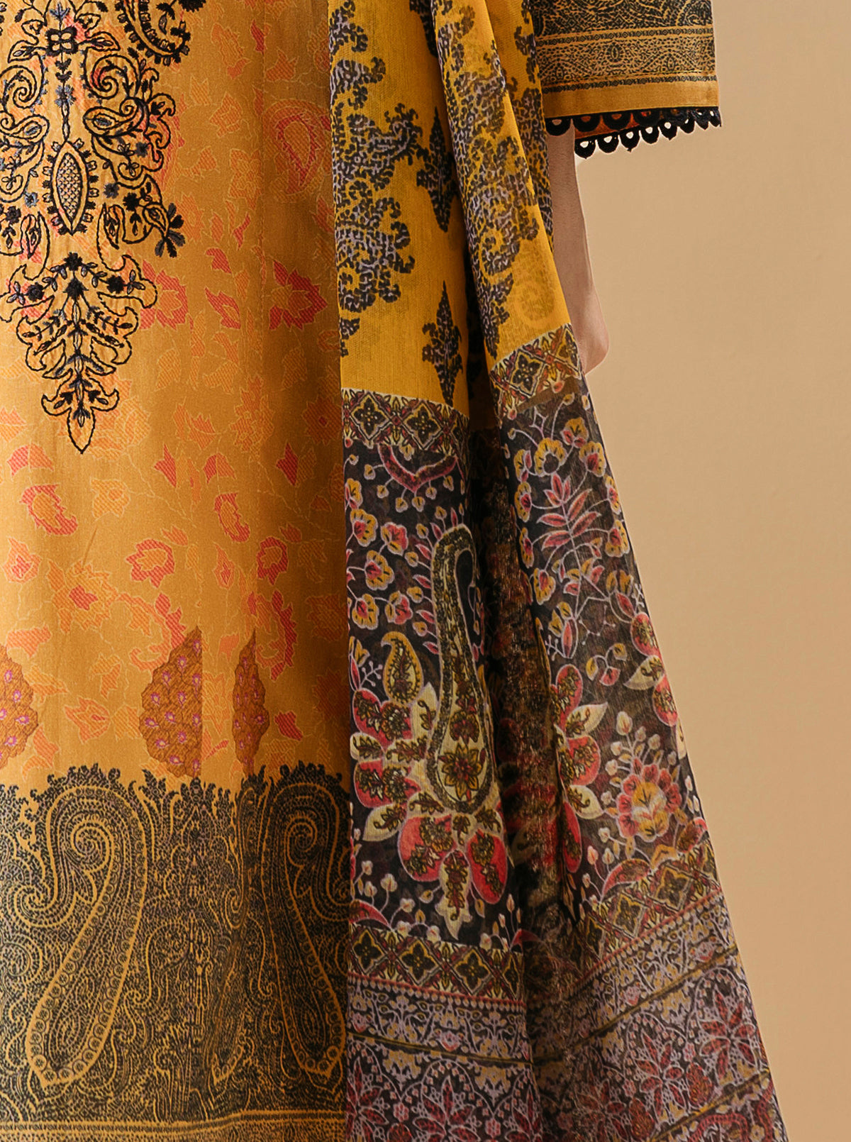 3 Piece - Embroidered Lawn Suit - Opal Yellow