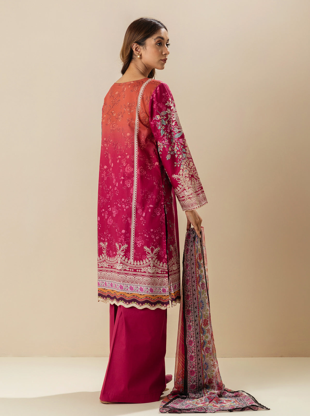 3 Piece - Embroiderd Lawn Suit - Mulberry Mines