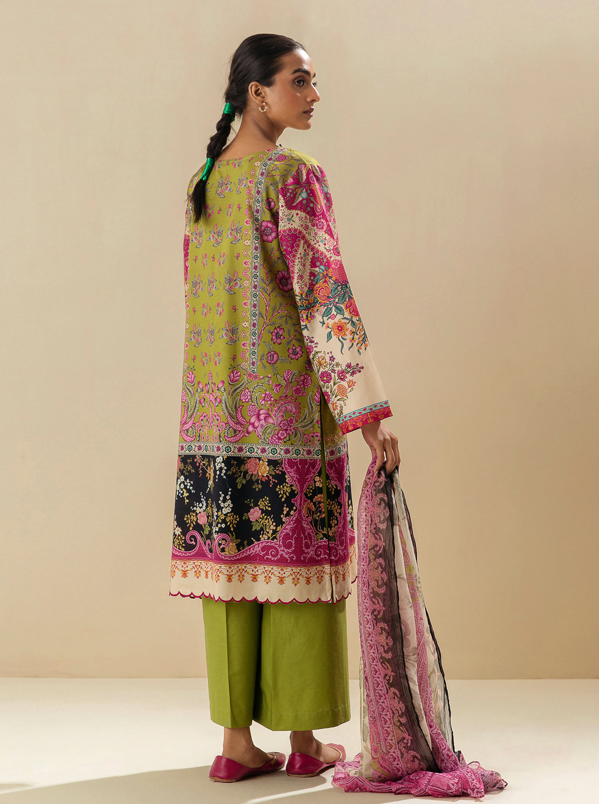 3 Piece - Embroidered Lawn Suit - Lime Twist