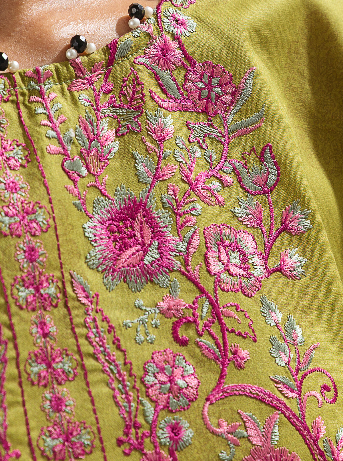 3 Piece - Embroidered Lawn Suit - Lime Twist
