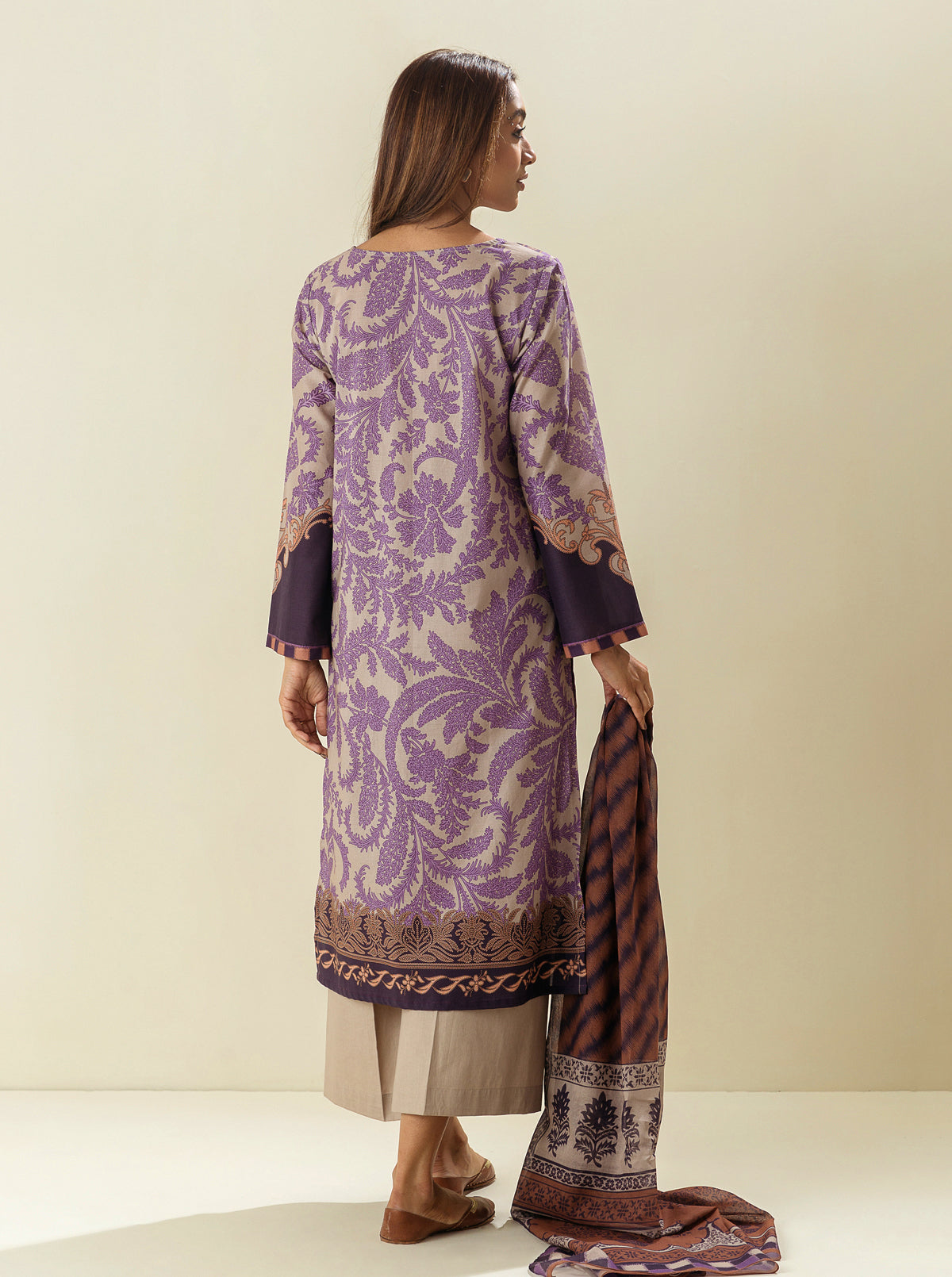 3 Piece - Printed Lawn Suit - Vivid Lilacs