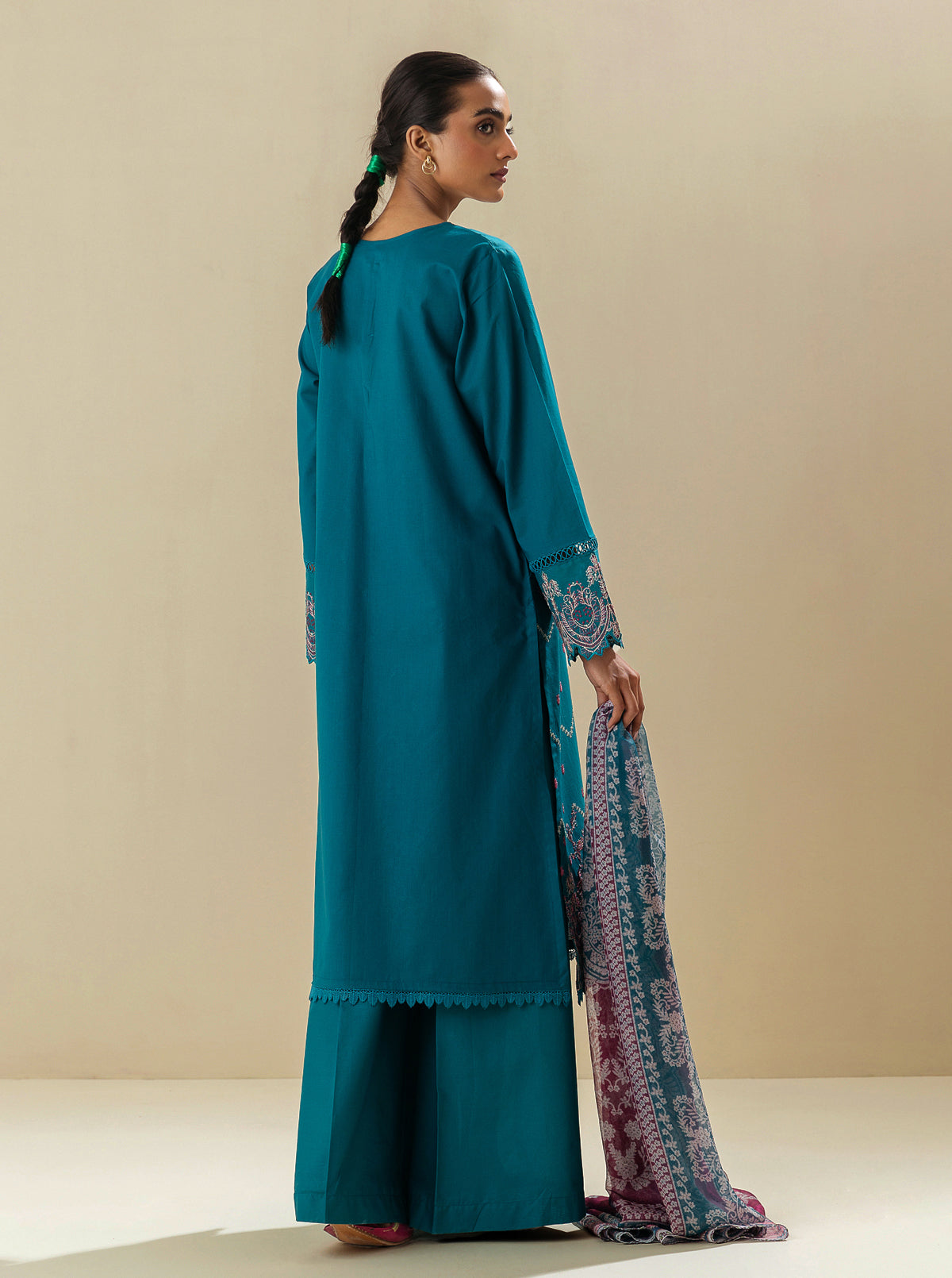 3 Piece - Embroidered Lawn Suit - Tahitian Terrace