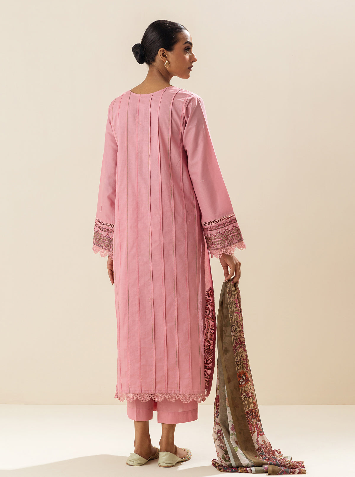 3 Piece - Embroidered Lawn Suit - Candied Apricot