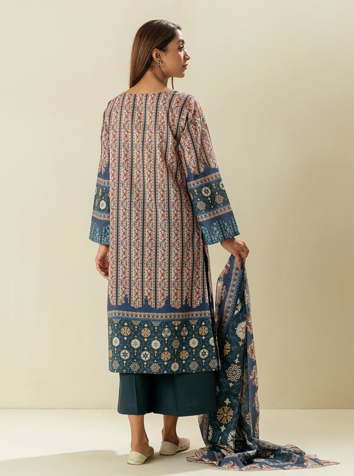 3 Piece - Printed Lawn Suit - Blueberry Moonlight