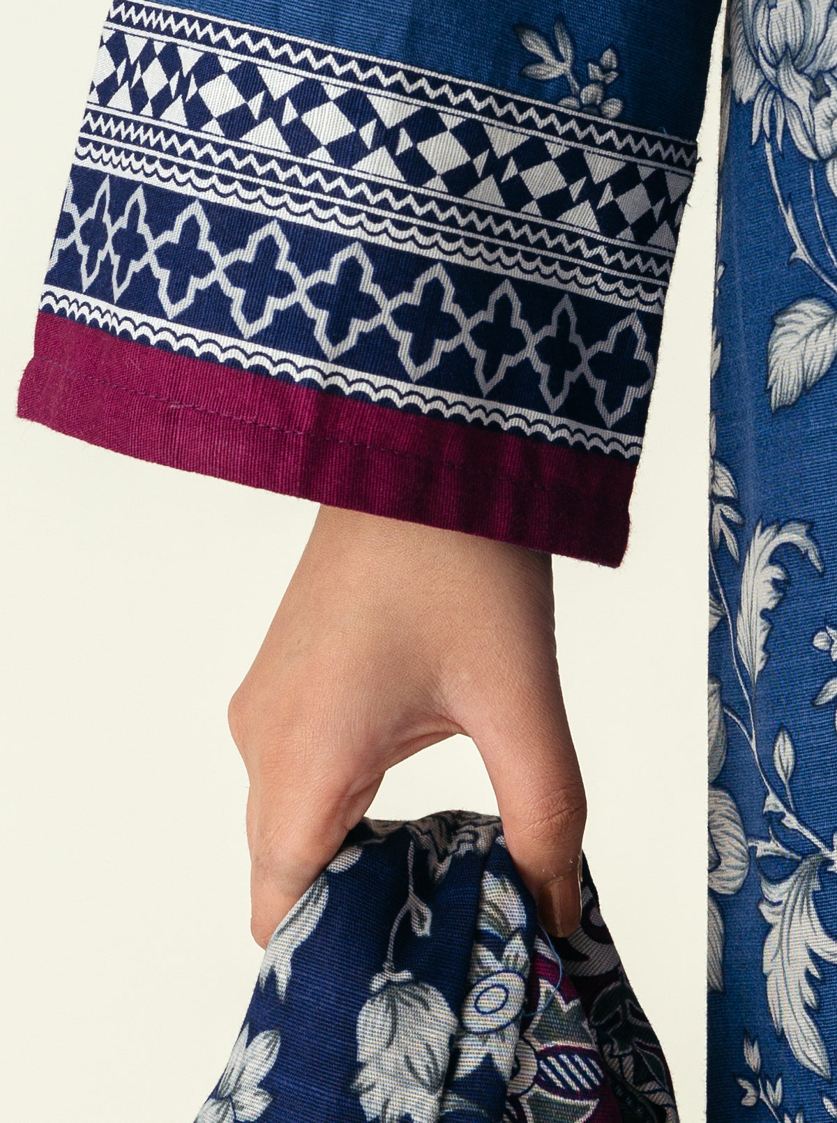 3 Piece - Printed Khaddar Suit - Chivalry Blue