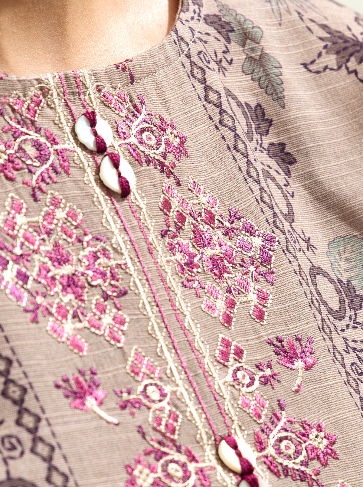 3 Piece - Embroidered Khaddar Suit - Cottage Cream