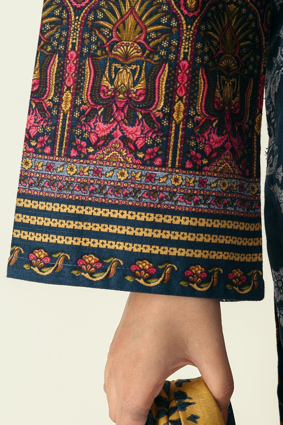 3 Piece - Embroidered Khaddar Suit - Denim