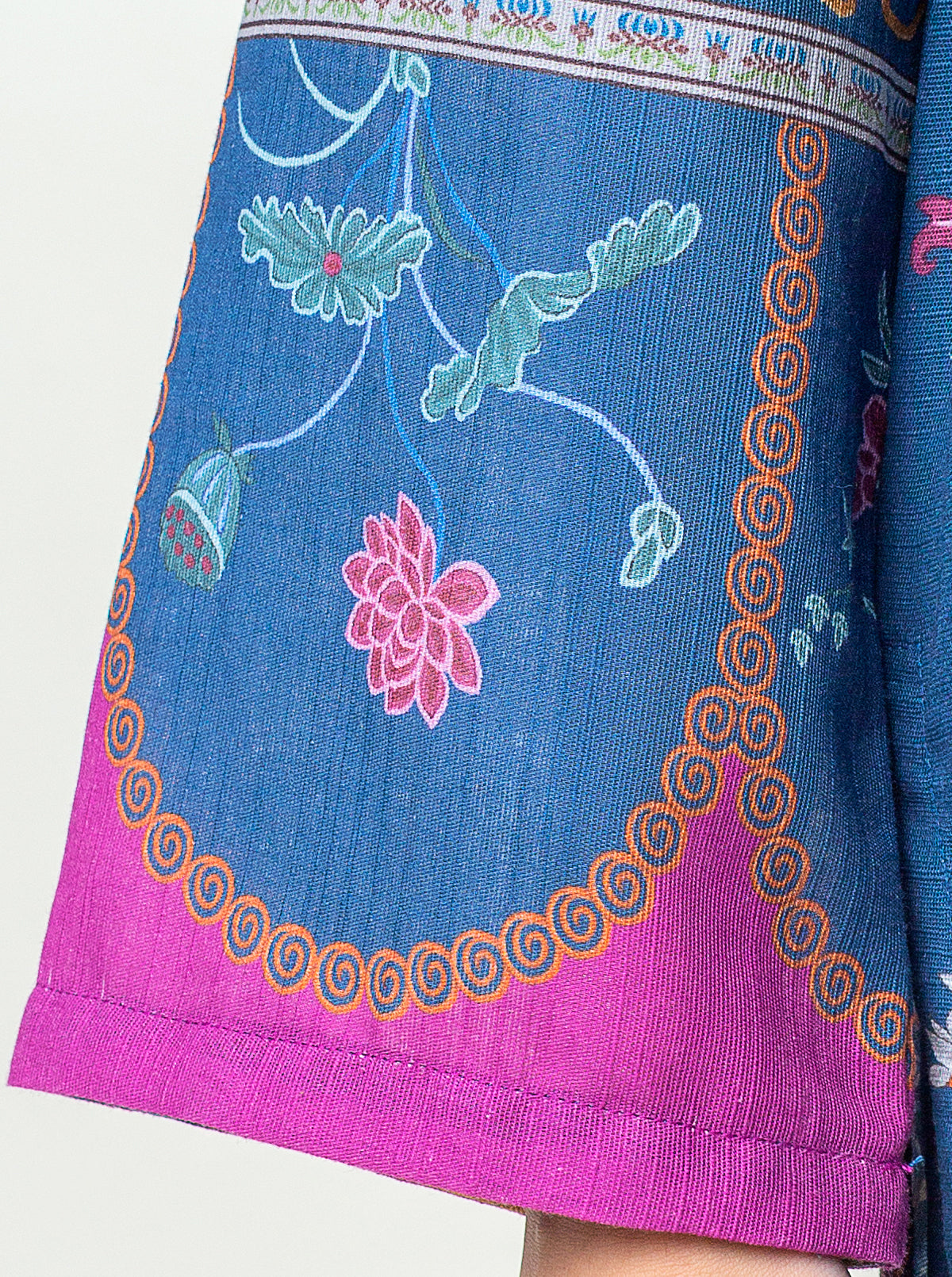 1 PIECE - PRINTED KHADDAR SHIRT - BLUE LAGOON
