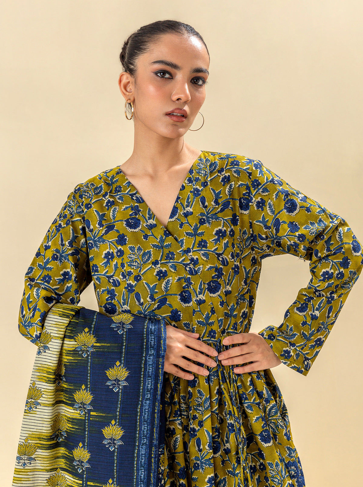 3 Piece - Printed Khaddar Suit - Sunny Trail