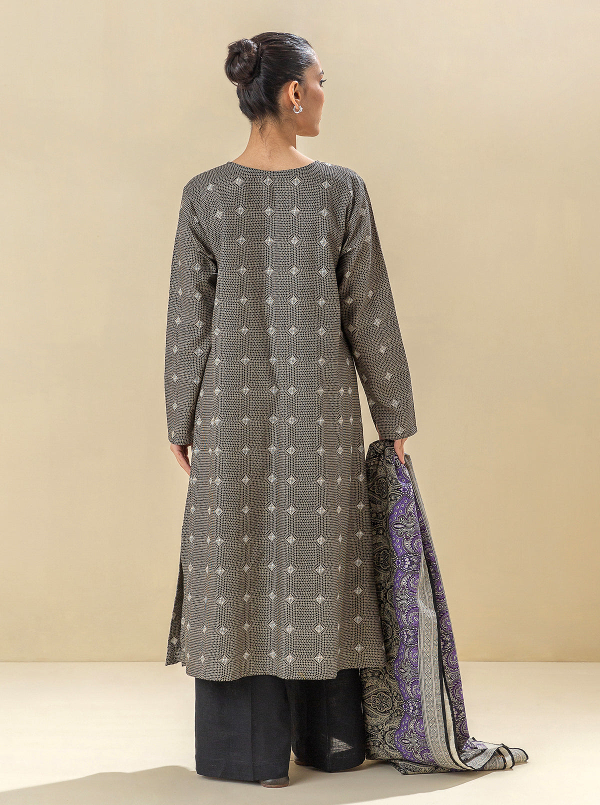 3 Piece - Printed Khaddar Suit - Accent Zone
