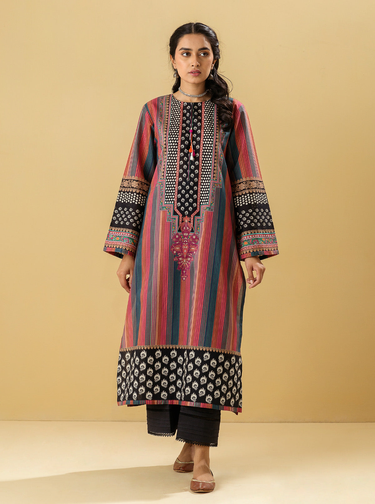 1 PIECE - PRINTED LAWN SHIRT - URBAN HUES