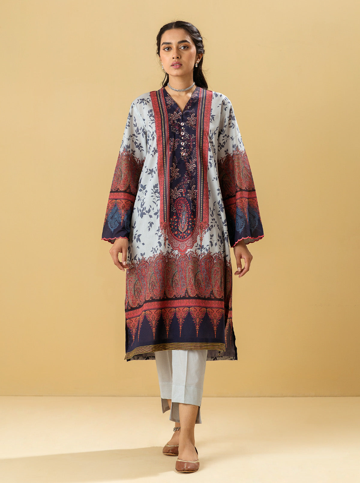 1 PIECE - PRINTED LAWN SHIRT - ANTIQUE GEMMB4S22U03-MULTI-2000000196683-1PC