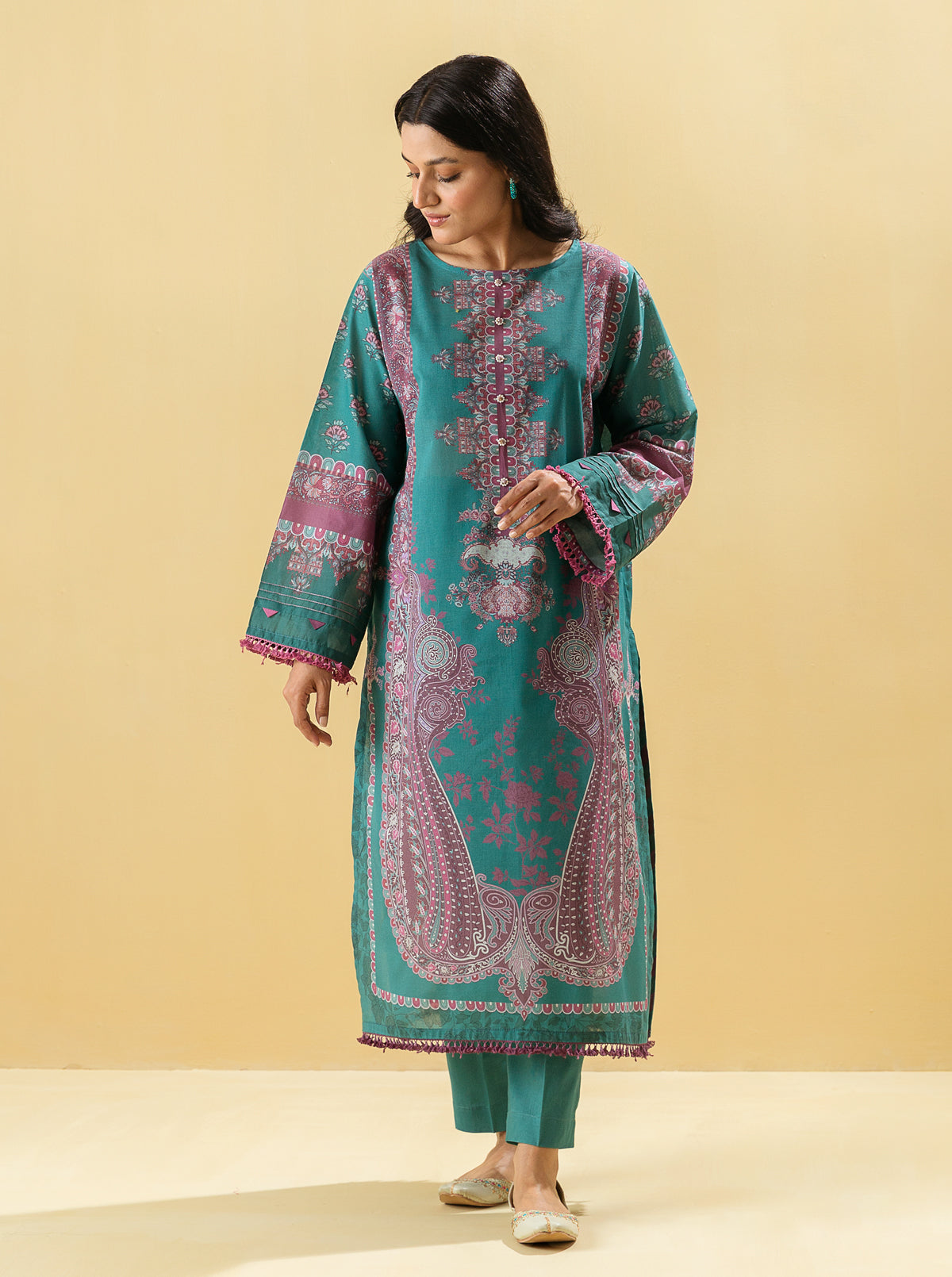 1 PIECE - PRINTED LAWN SHIRT - JADE ADMONISHMB4S22U06-GREEN-2000000200773-1PC