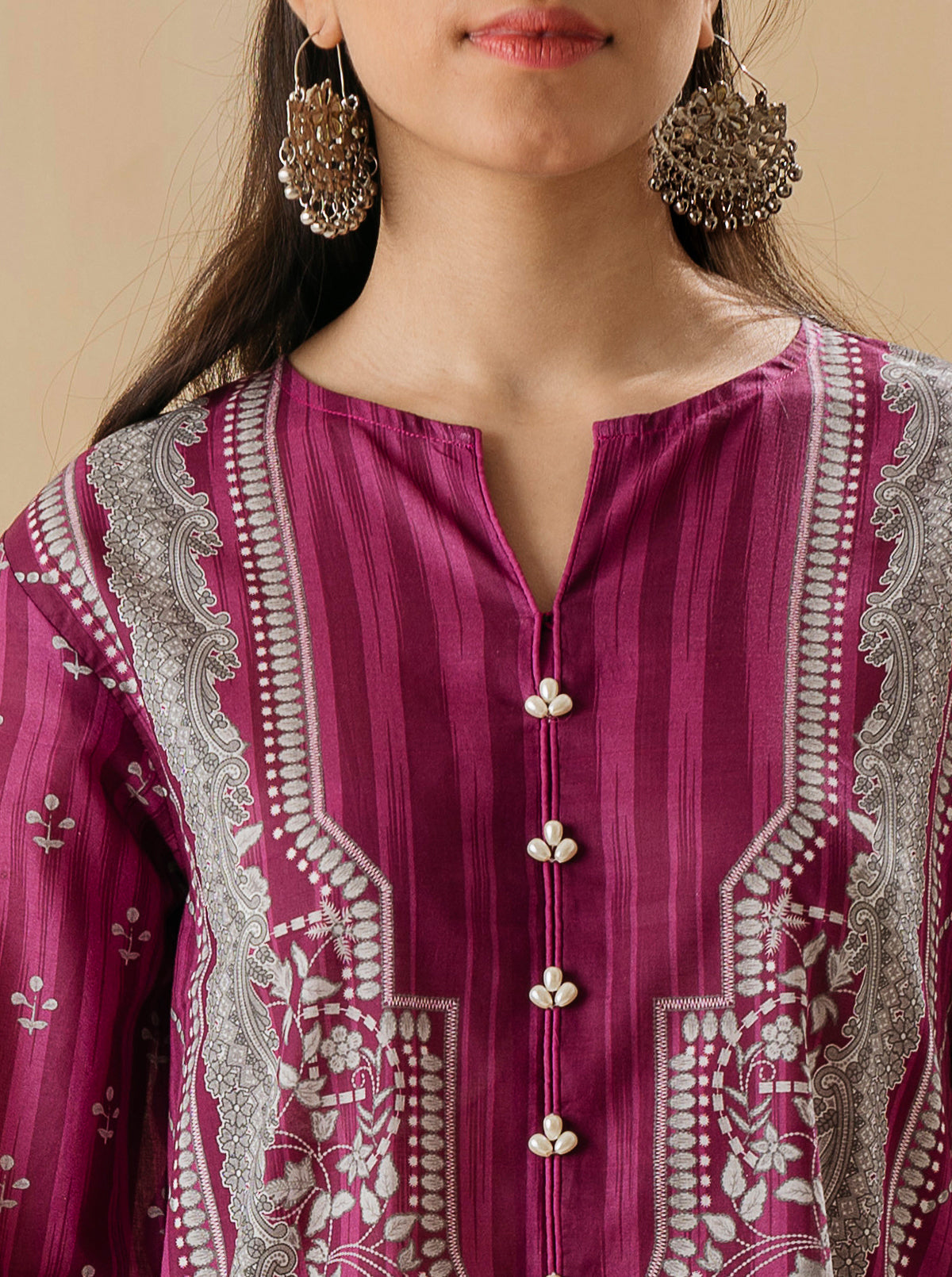 1 PIECE - PRINTED LAWN SHIRT - FUCHSIA DAHLIAMB4S22U10-PURPLE-2000000197604-1PC