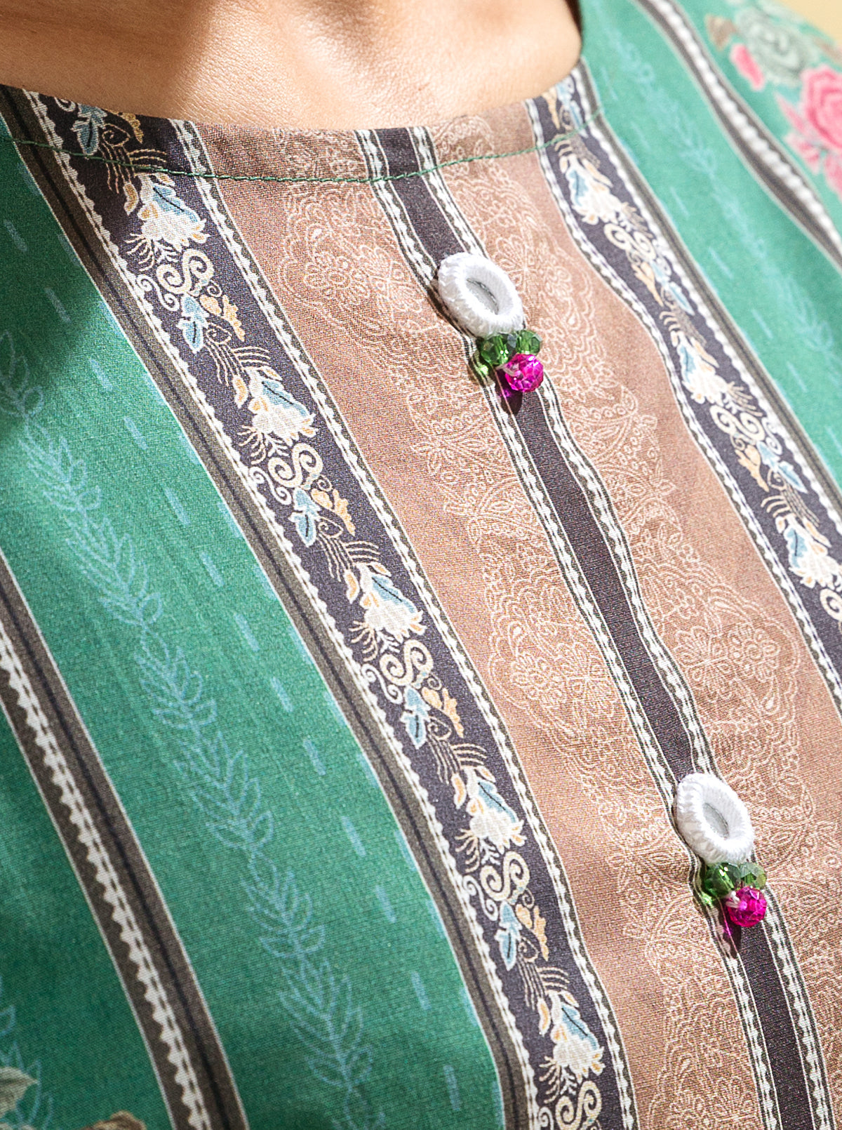 2 PIECE - PRINTED LAWN SUIT - BOHO GREENMB4S22U14-GREEN-2000000200780-2PC