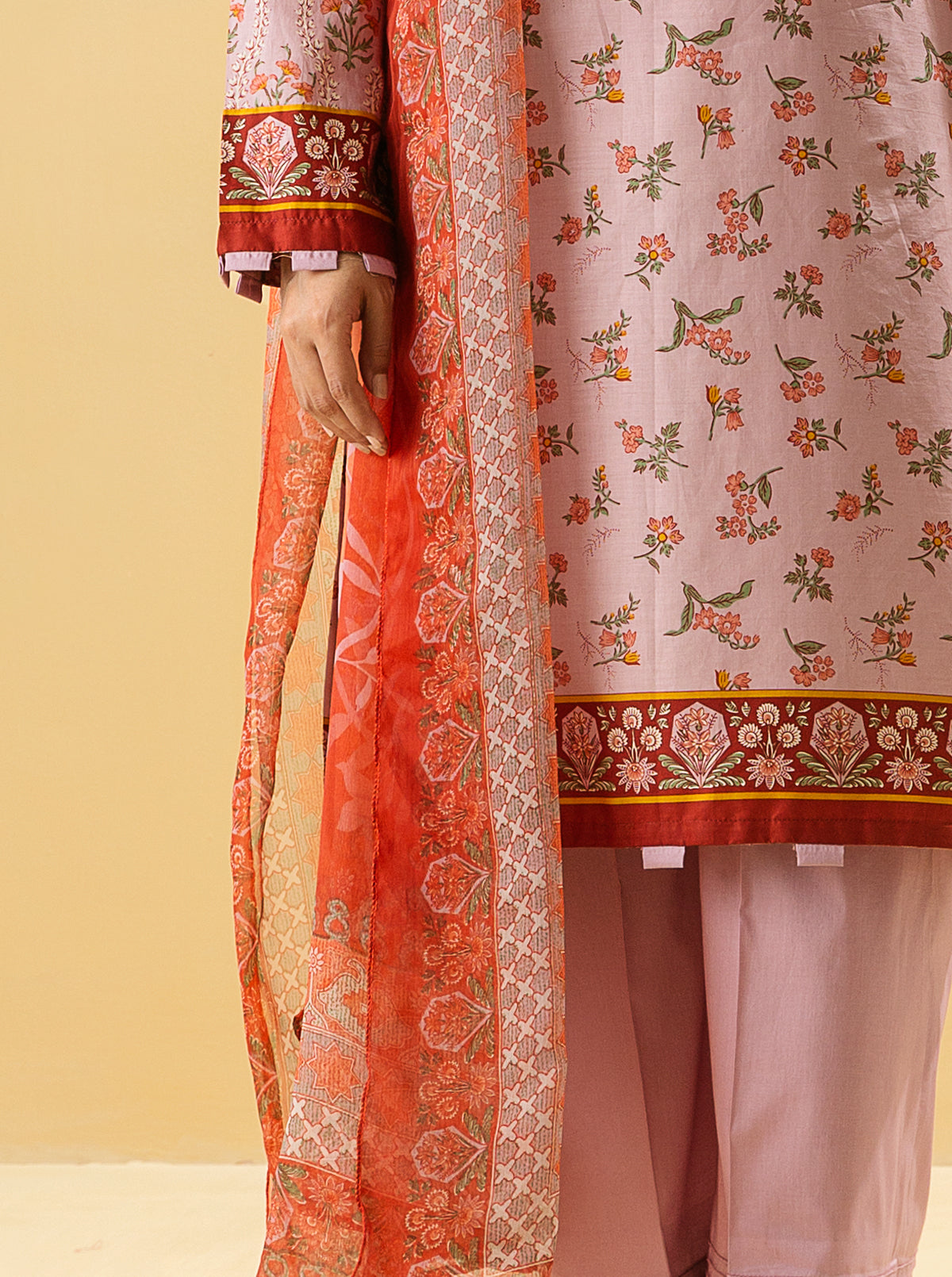 2 Piece - Printed Lawn Suit - Dusky Blush