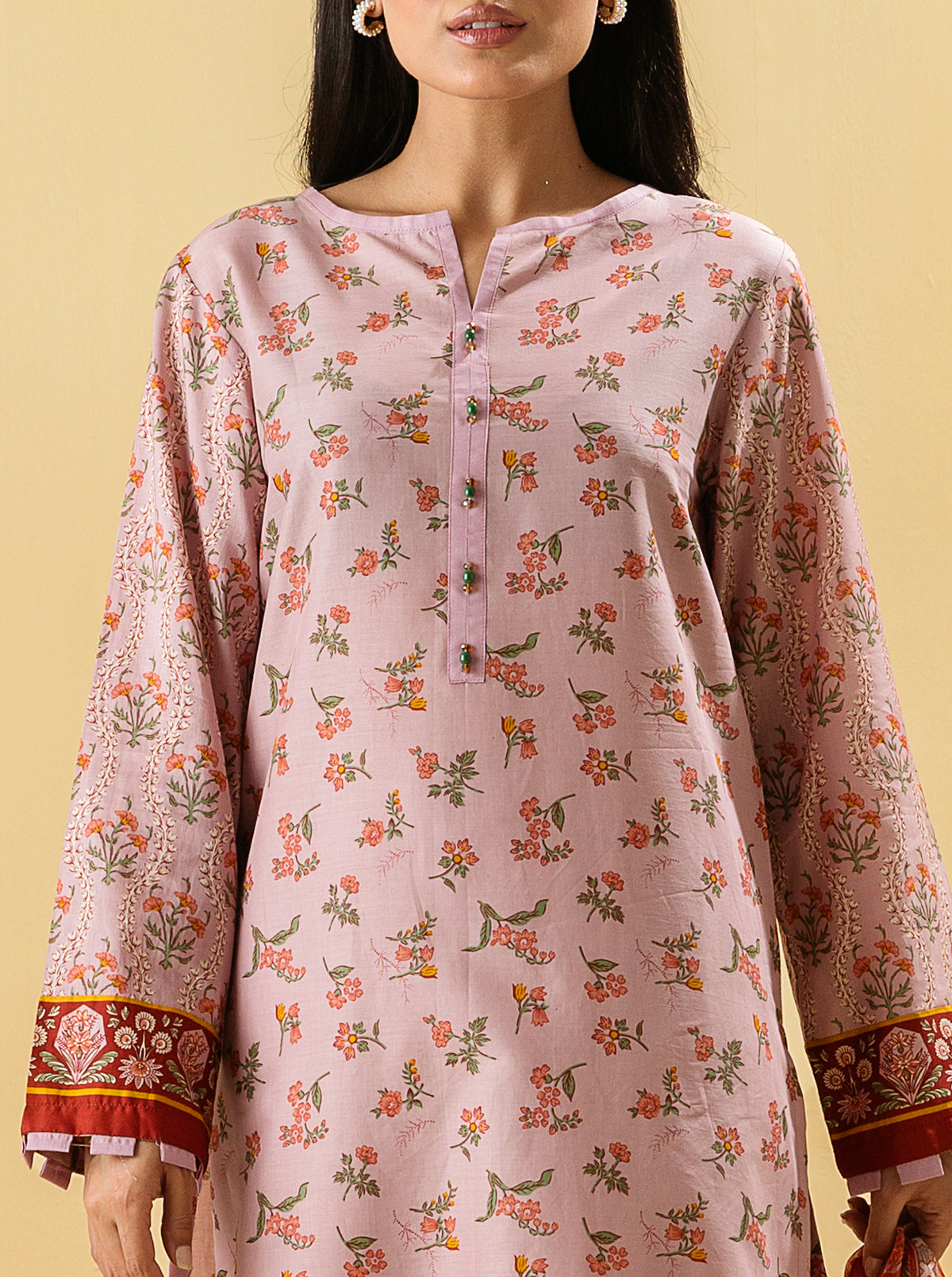2 Piece - Printed Lawn Suit - Dusky Blush