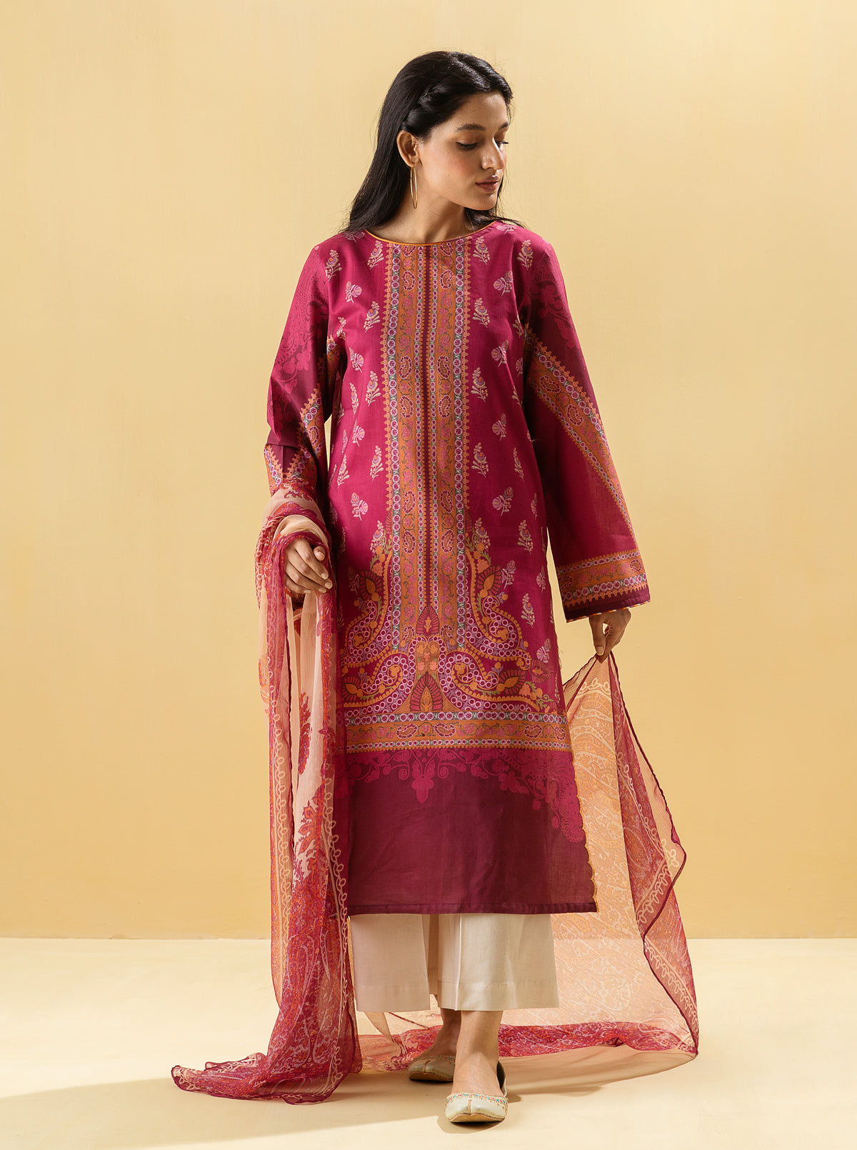 2 PIECE - PRINTED LAWN SUIT - CRIMSON HUESMB4S22U18-MAROON-2000000200783-2PC