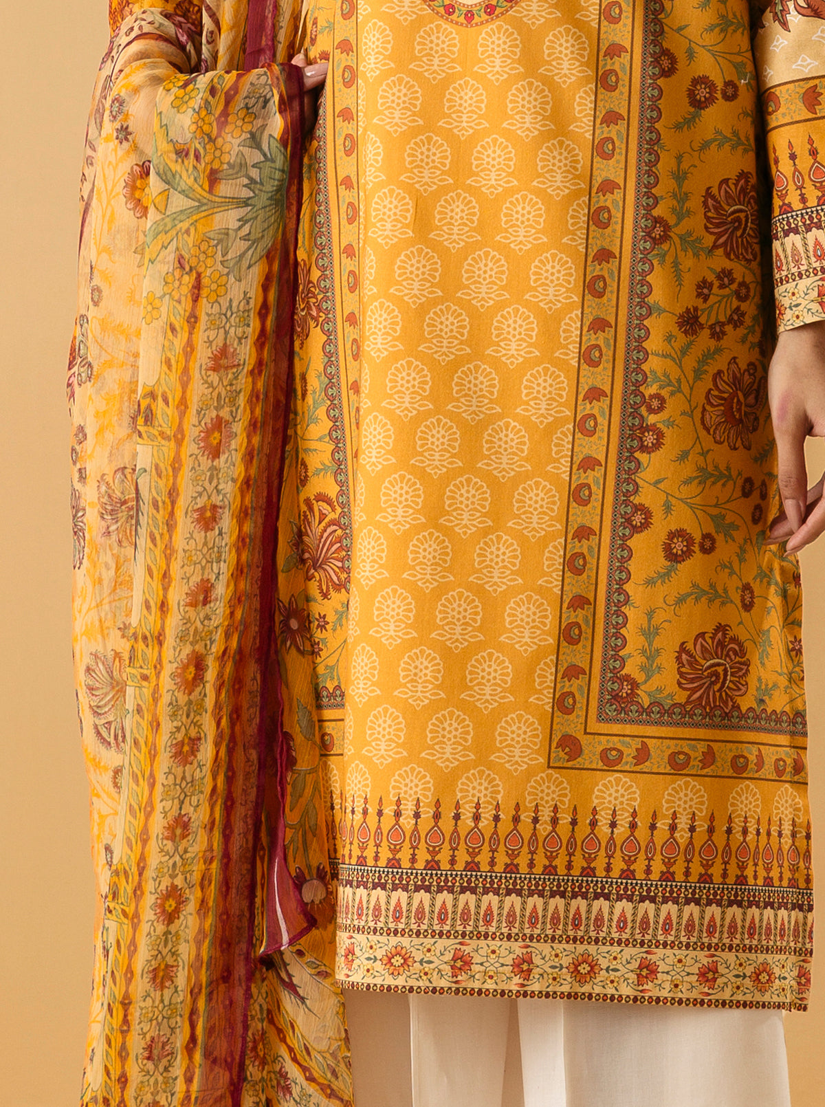 2 PIECE - PRINTED LAWN SUIT - ORIENTAL OBSESSIONMB4S22U20-YELLOW-2000000203475-2PC