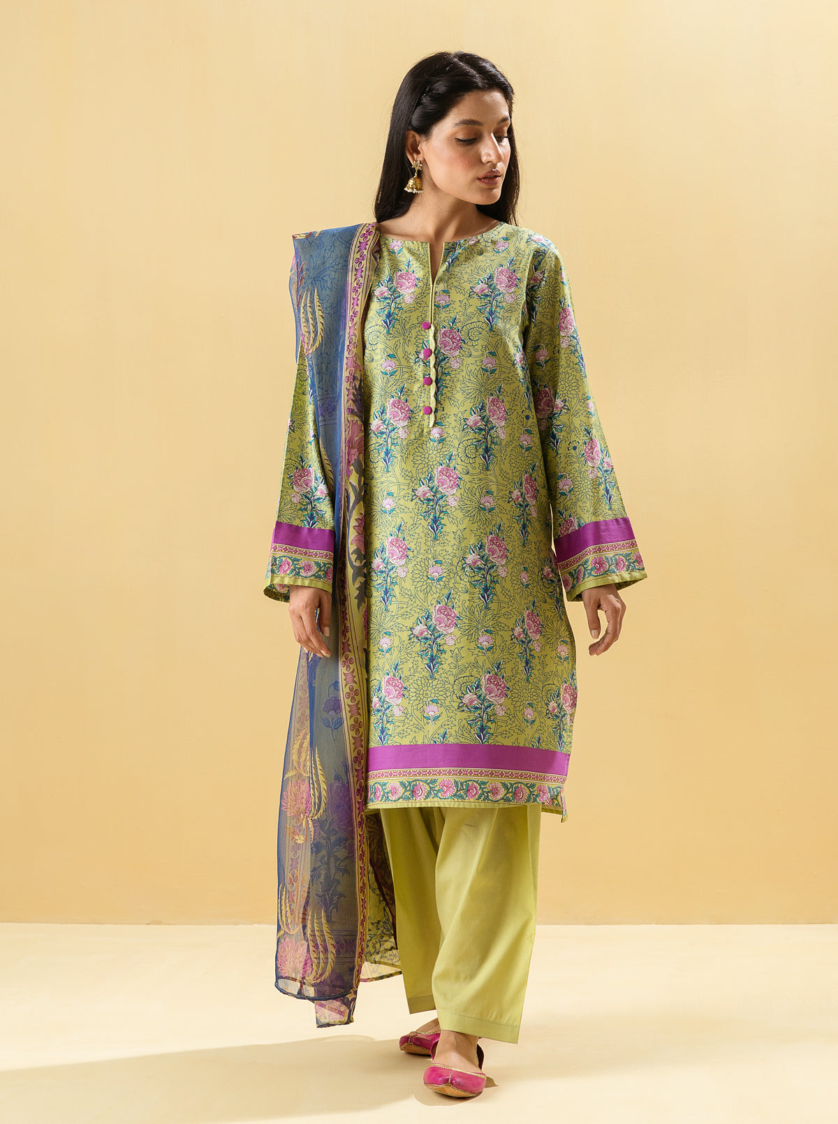 2 PIECE - PRINTED LAWN SUIT - CHROMATIC SPREEMB4S22U21-MULTI-2000000200784-2PC