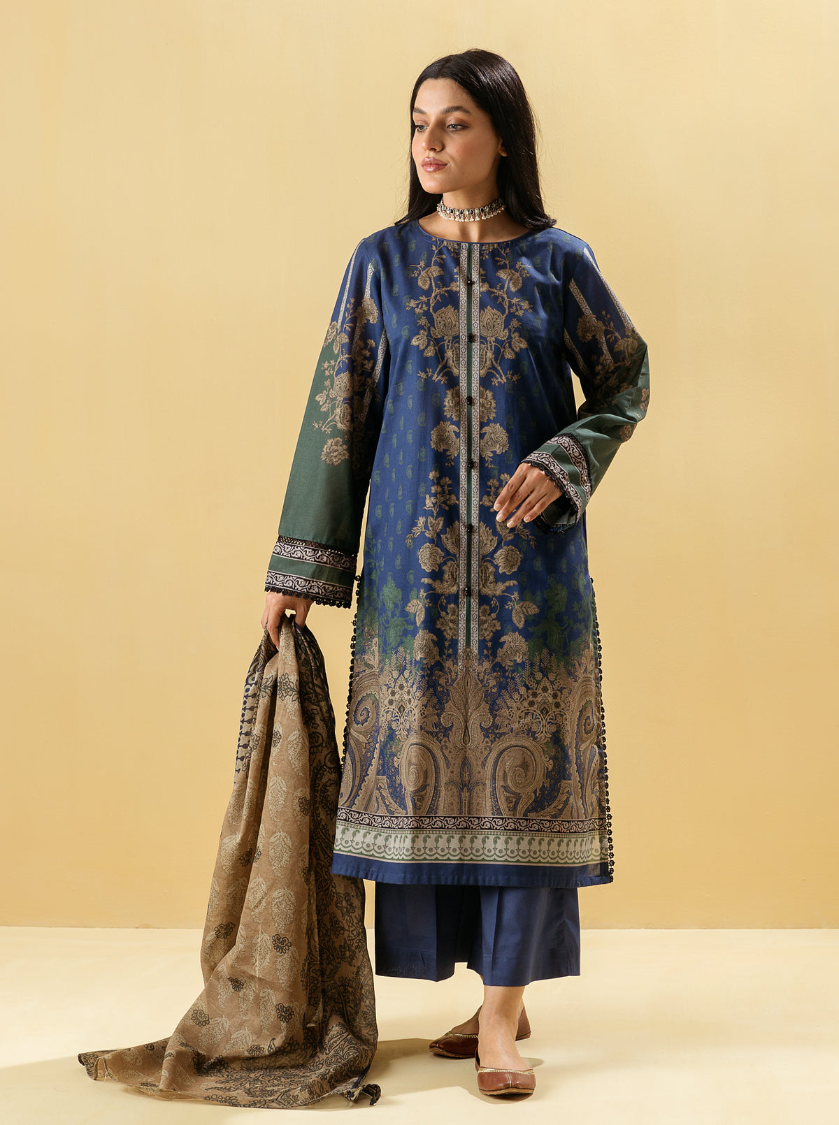 2 PIECE - PRINTED LAWN SUIT - DIVINE FLORAMB4S22U23-BLUE-2000000200786-2PC