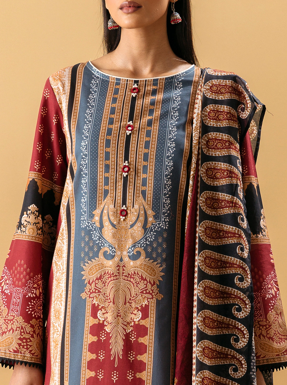 2 PIECE - PRINTED LAWN SUIT - CRIMSON PAISLEYMB4S22U24-MAROON-2000000204096-2PC