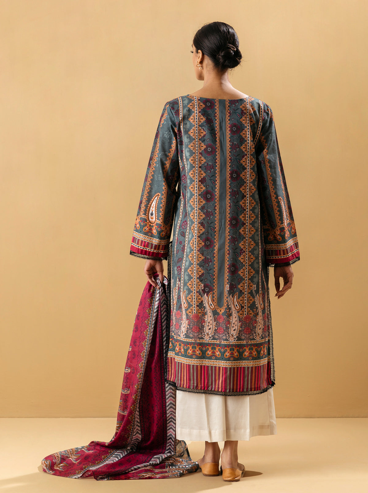 2 Piece - Printed Lawn Suit - Antique Opal