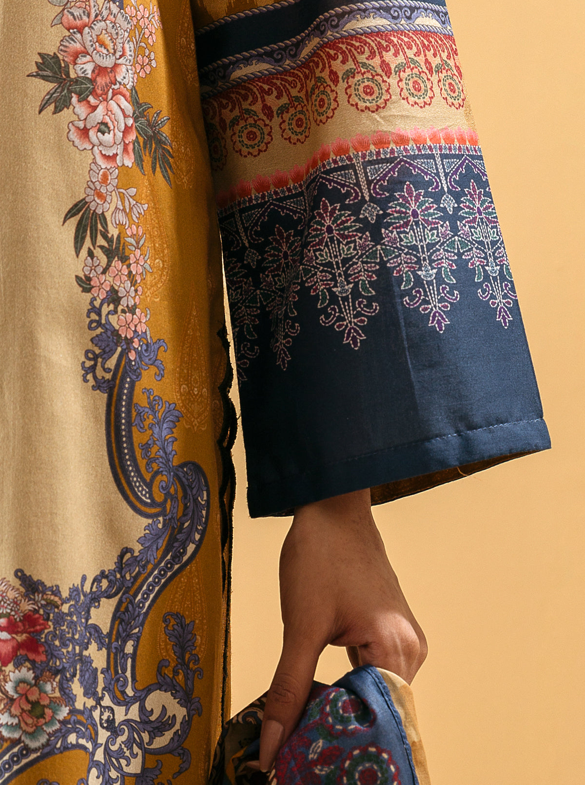 3 Piece - Printed Lawn Suit - Muted Mustard