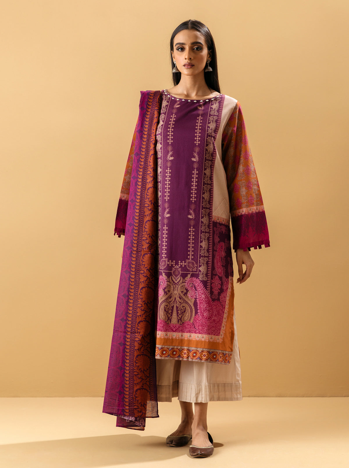 3 PIECE - PRINTED LAWN SUIT - REGAL PLUMERIAMB4S22U33-PURPLE-2000000204099-3PC