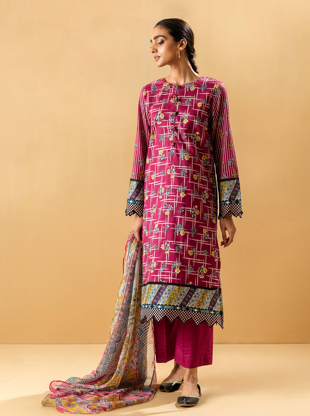 3 Piece - Printed Lawn Suit - Enchanted Bloom