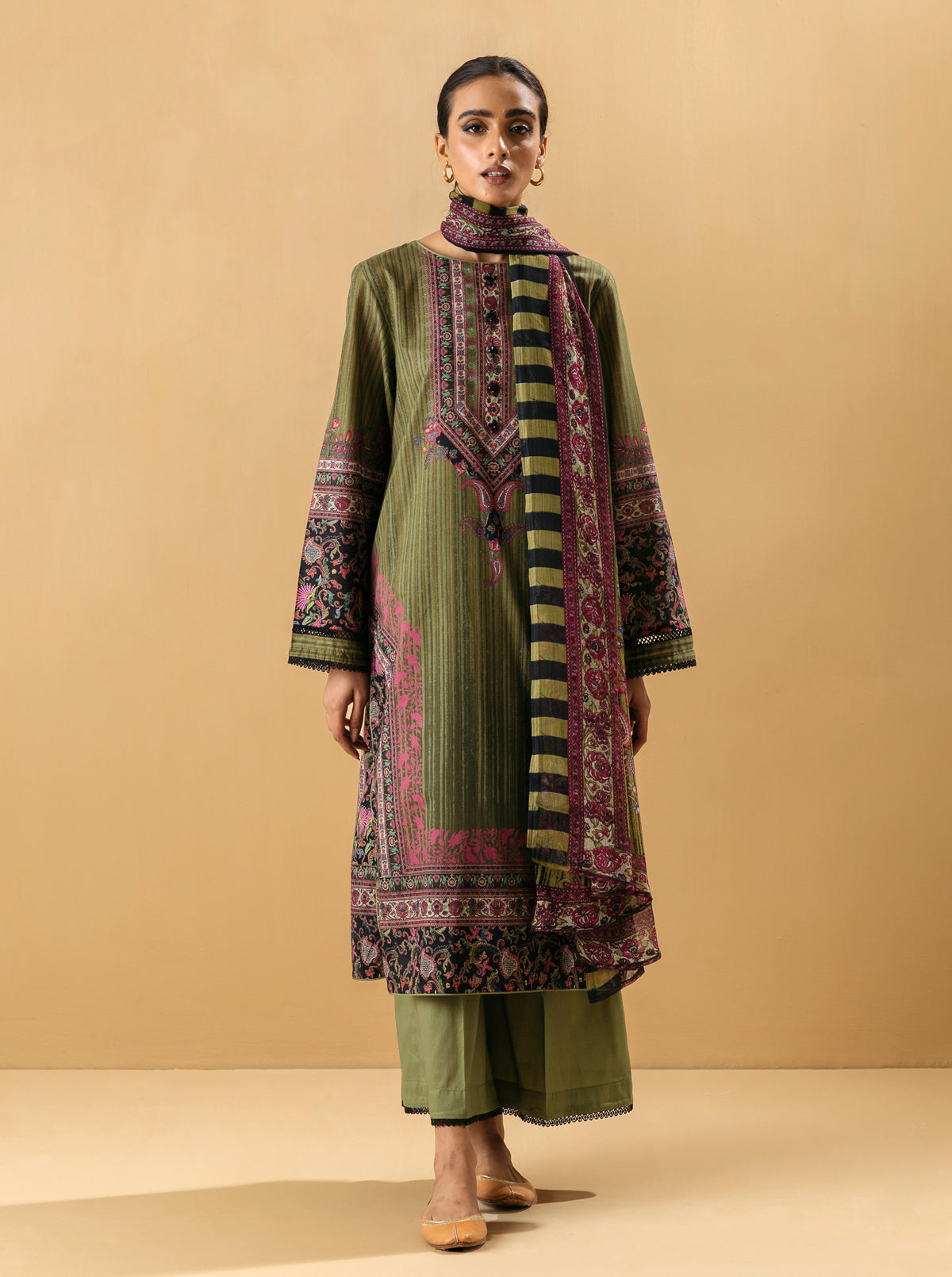 3 PIECE - PRINTED LAWN SUIT - GRACE GLORIAMB4S22U45-GREEN-2000000203483-3PC