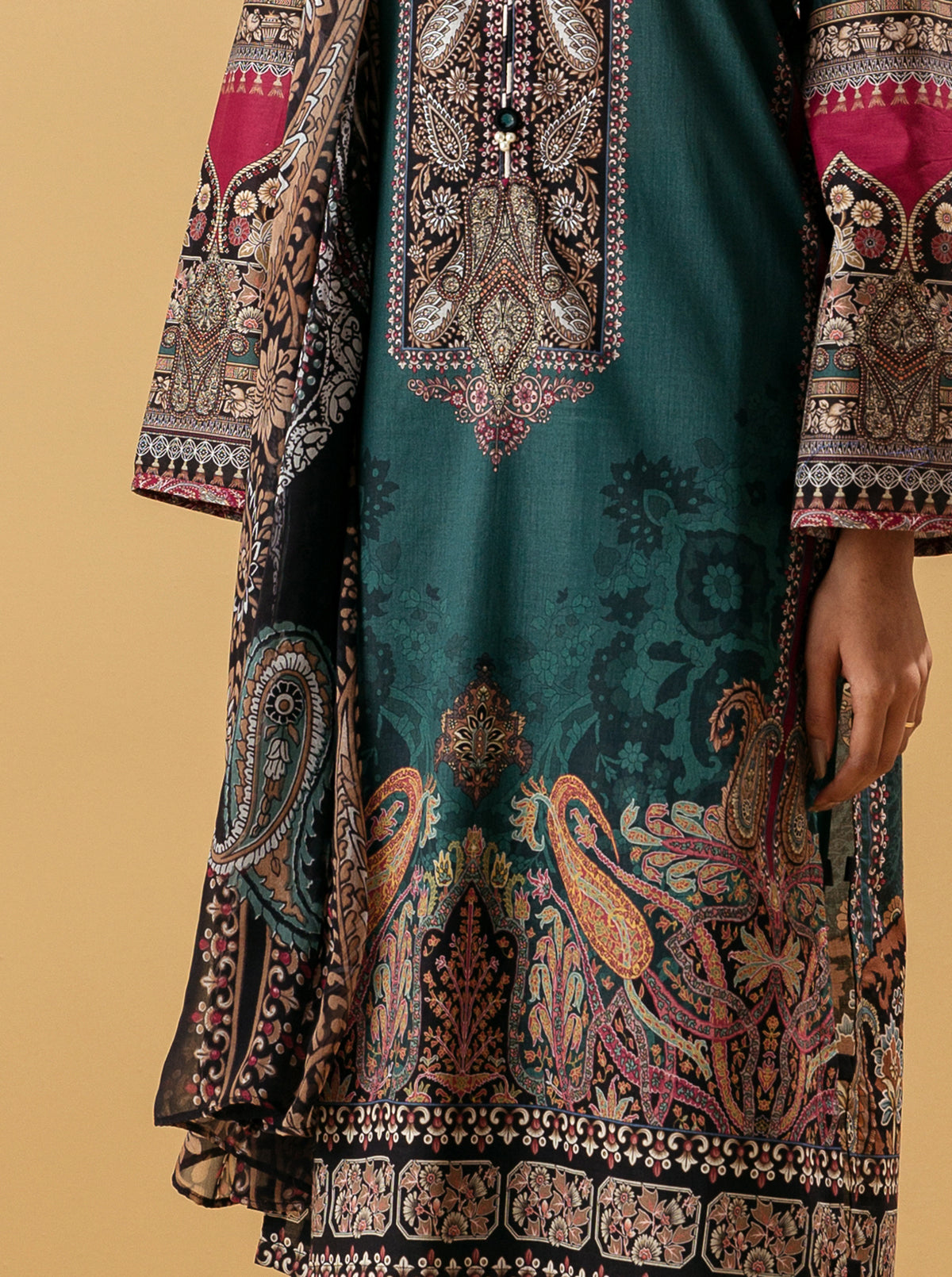 3 PIECE - PRINTED LAWN SUIT - TEAL TIDEMB4S22U46-TEAL-2000000206877-3PC