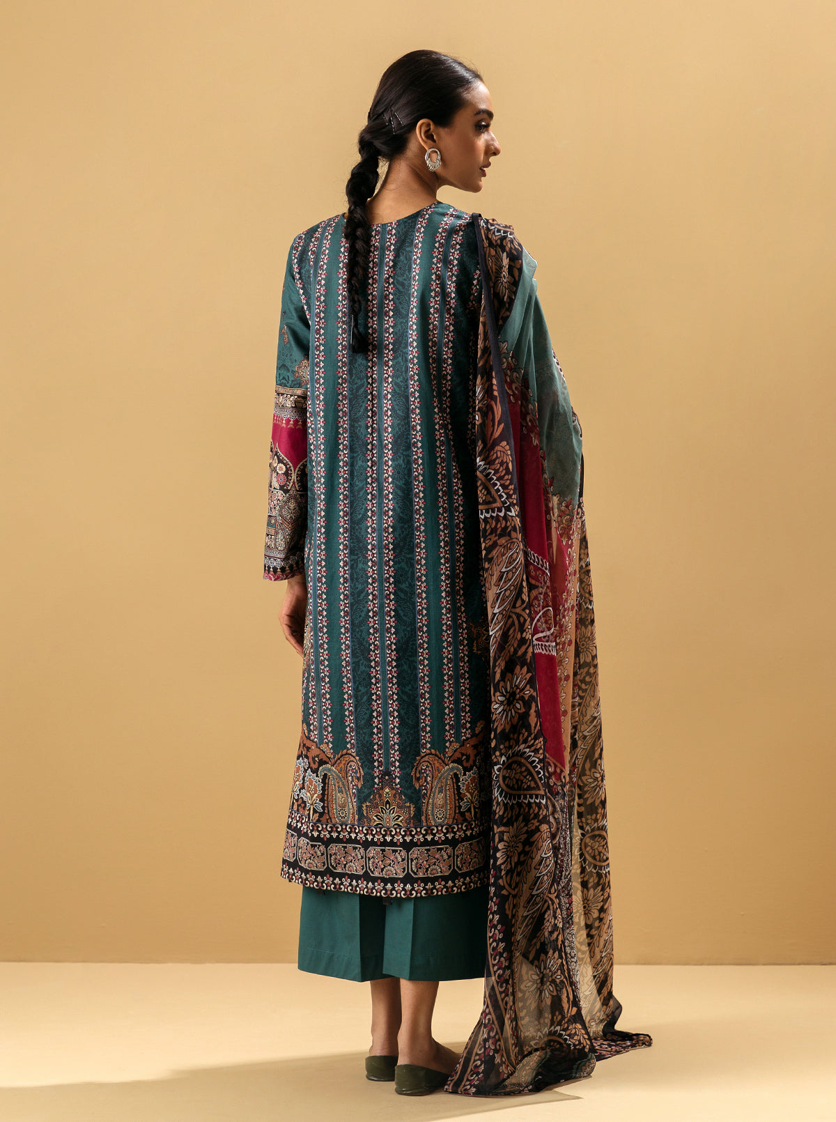 3 PIECE - PRINTED LAWN SUIT - TEAL TIDEMB4S22U46-TEAL-2000000206877-3PC