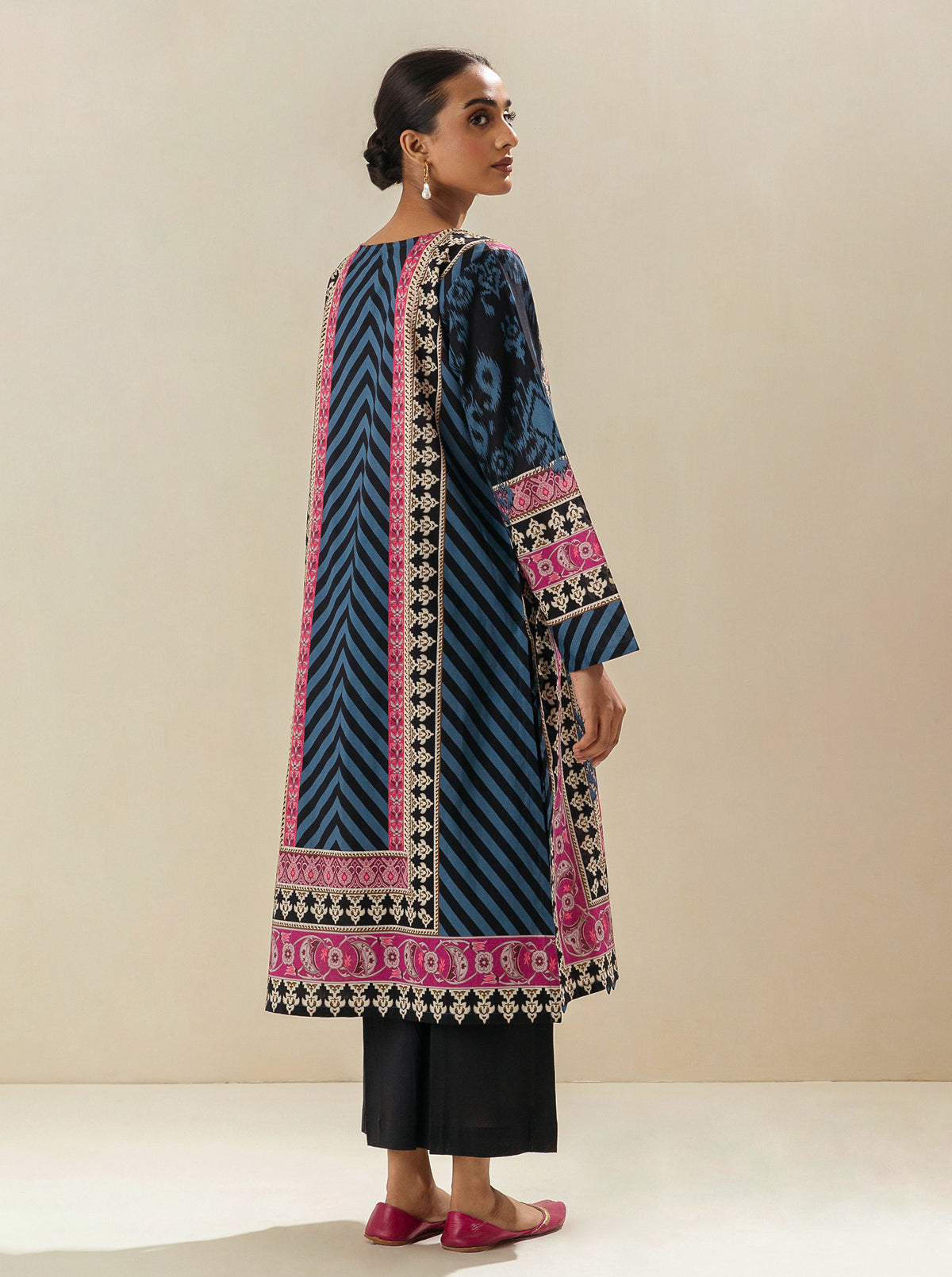 1 PIECE - PRINTED LAWN SHIRT - BLUE TIDE