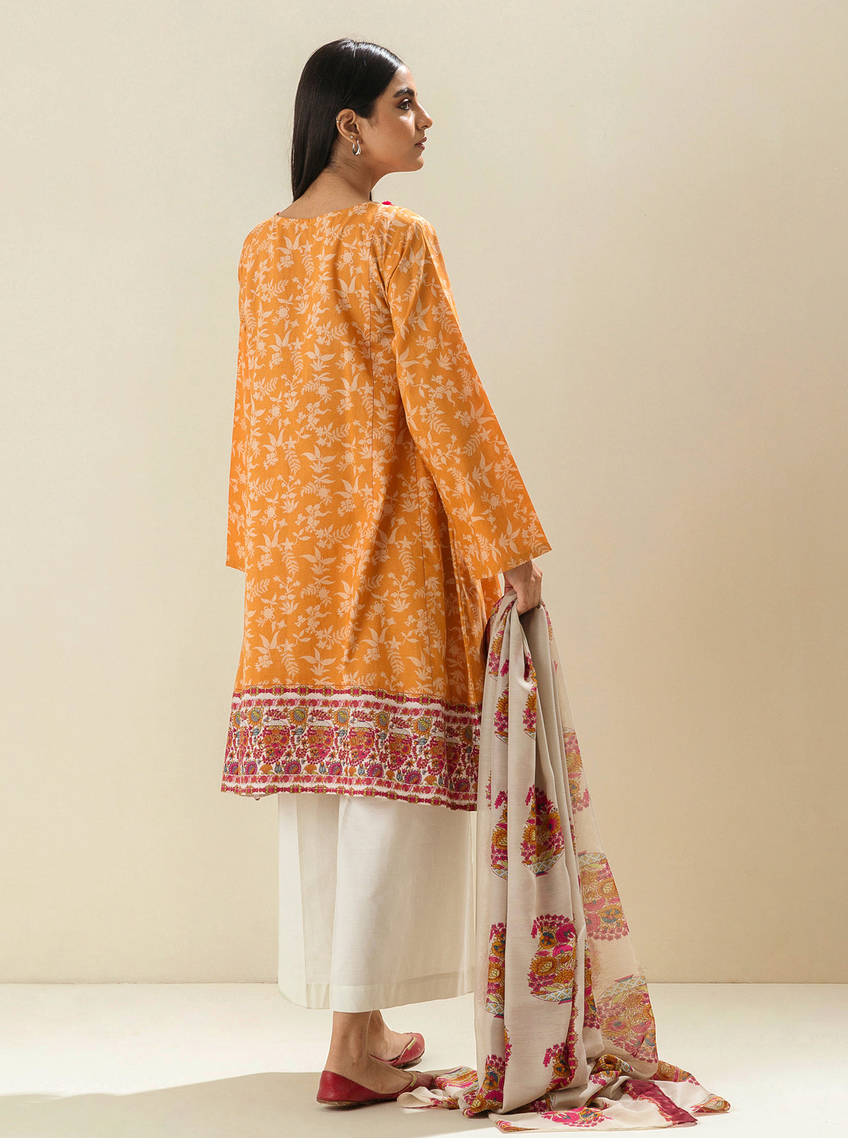 2 Piece - Embroidered Printed Lawn Suit - Amberglow