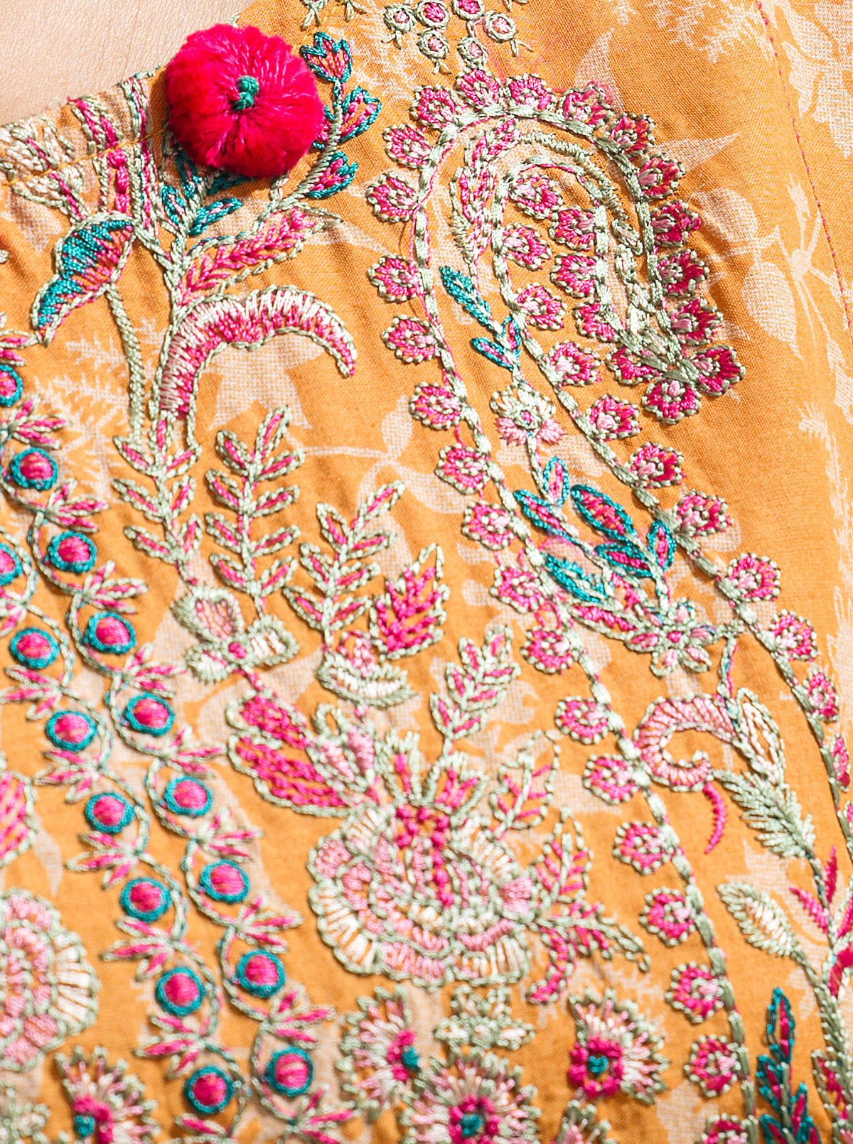 2 Piece - Embroidered Printed Lawn Suit - Amberglow