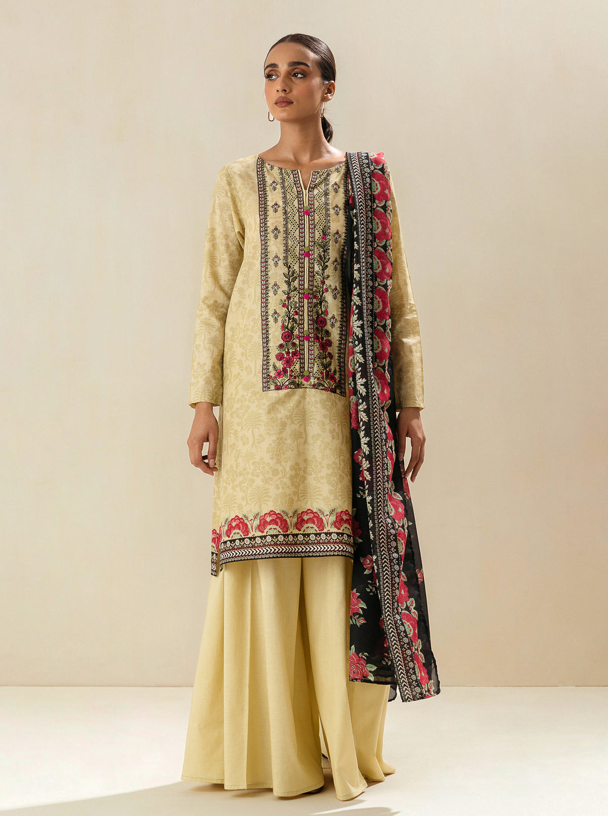 2 Piece - Embroidered Lawn Suit - Poppin Rose