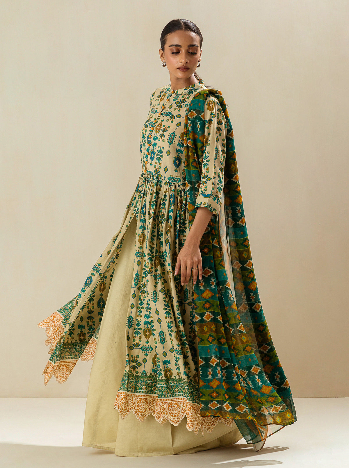 2 Piece - Printed Lawn Suit - Antique Charm
