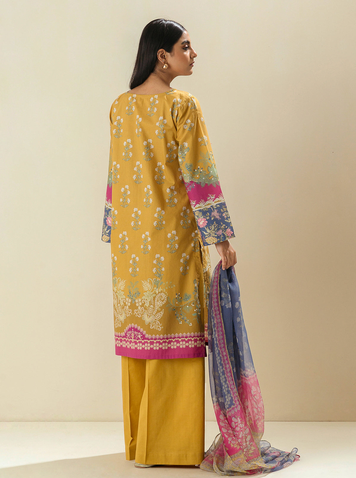 3 Piece - Embroidered Lawn Suit - Honey Gold