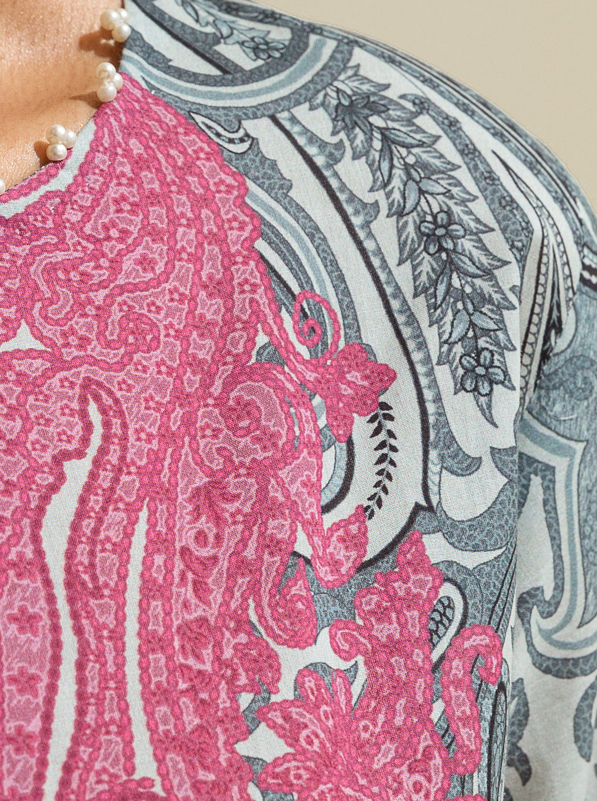 3 Piece - Printed Lawn Suit - Beetroot Trace