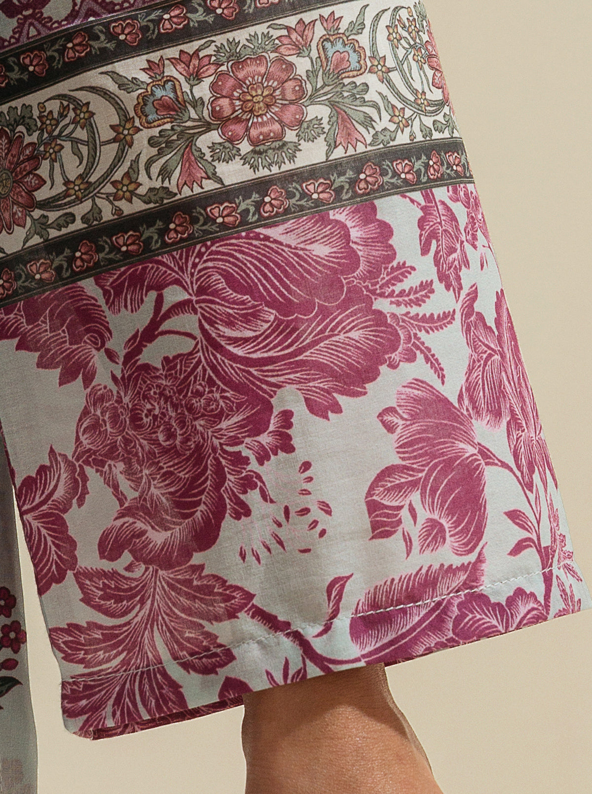 3 Piece - Printed Lawn Suit - Beetroot Trace