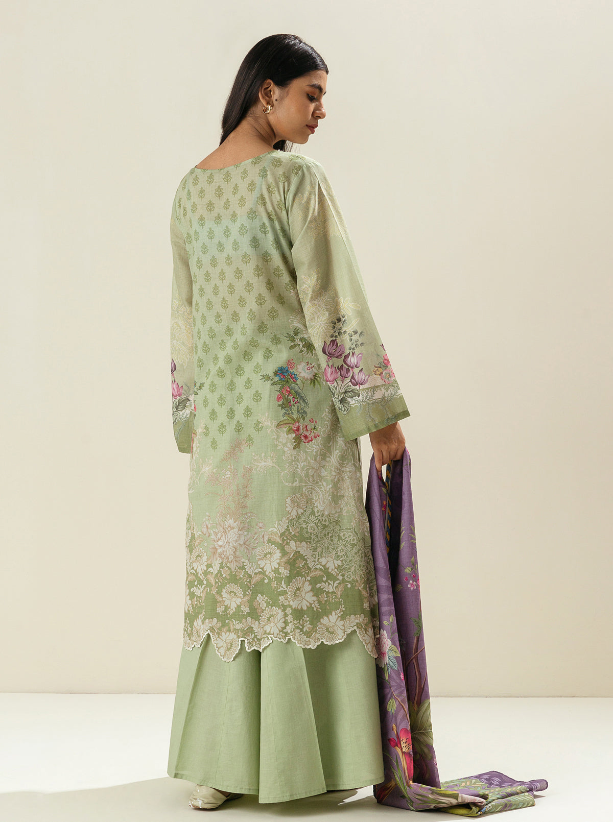 3 Piece - Printed Lawn Suit - Freshly Green