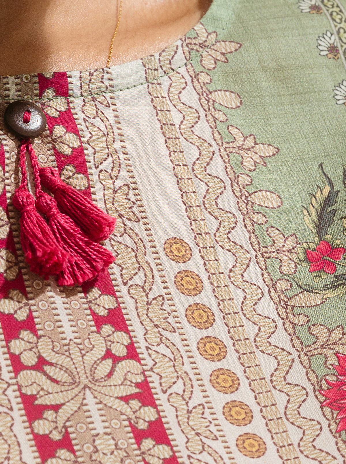 3 Piece - Printed Lawn Suit -Frosty Spruce
