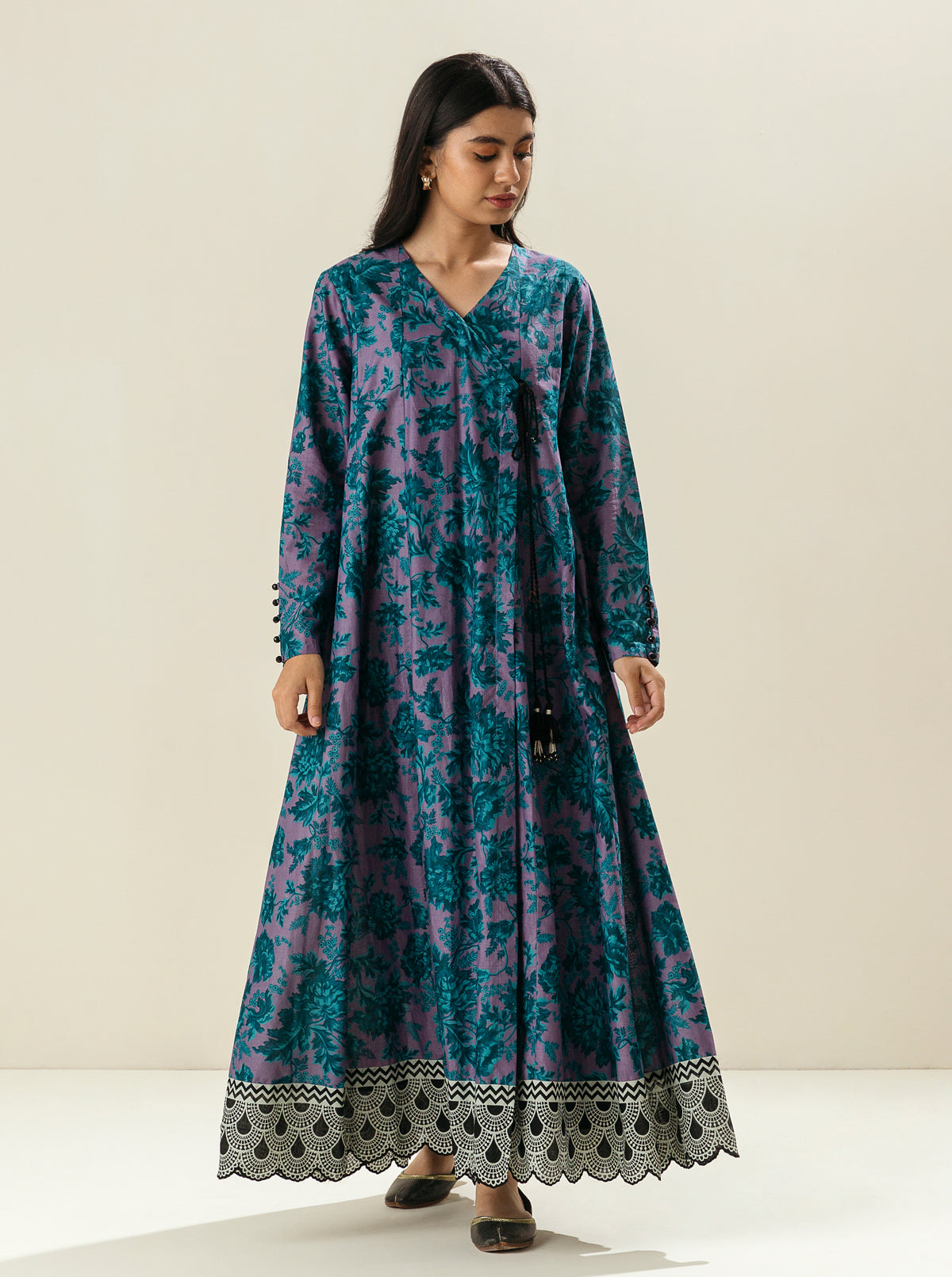 1 PIECE - PRINTED LAWN SHIRT - MAUVE SKY