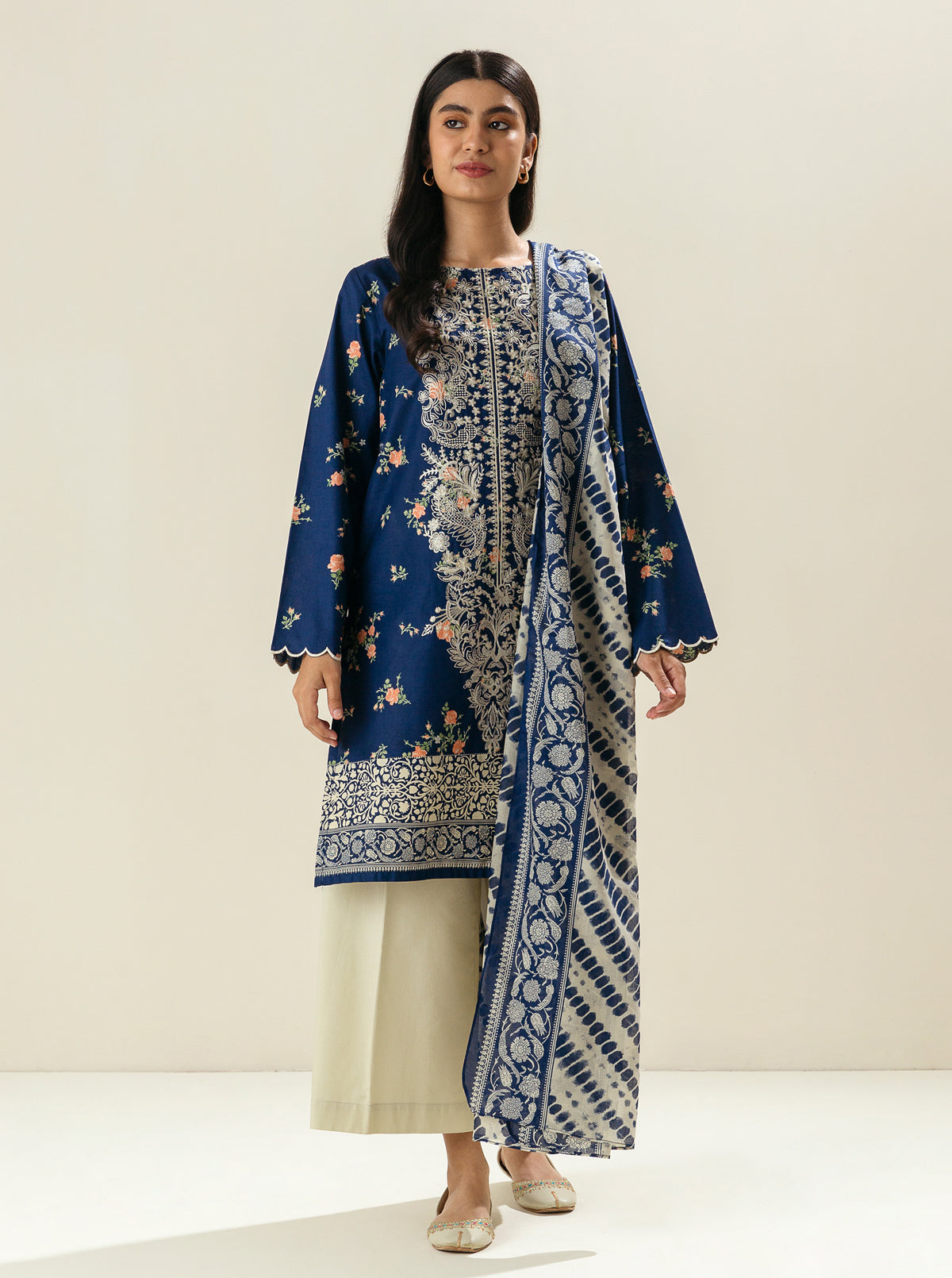 2 Piece - Embroidered Lawn Suit - Blueberry Crush