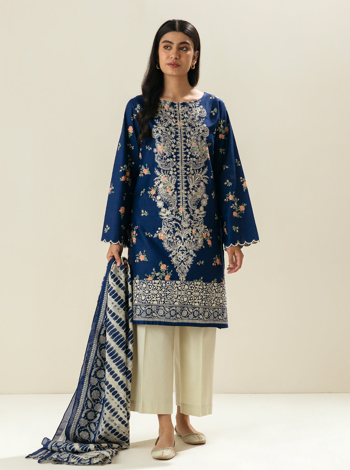 2 Piece - Embroidered Lawn Suit - Blueberry Crush