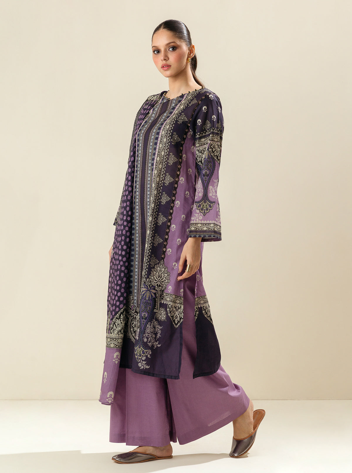 3 Piece - Printed Lawn Suit - Crown Jewel