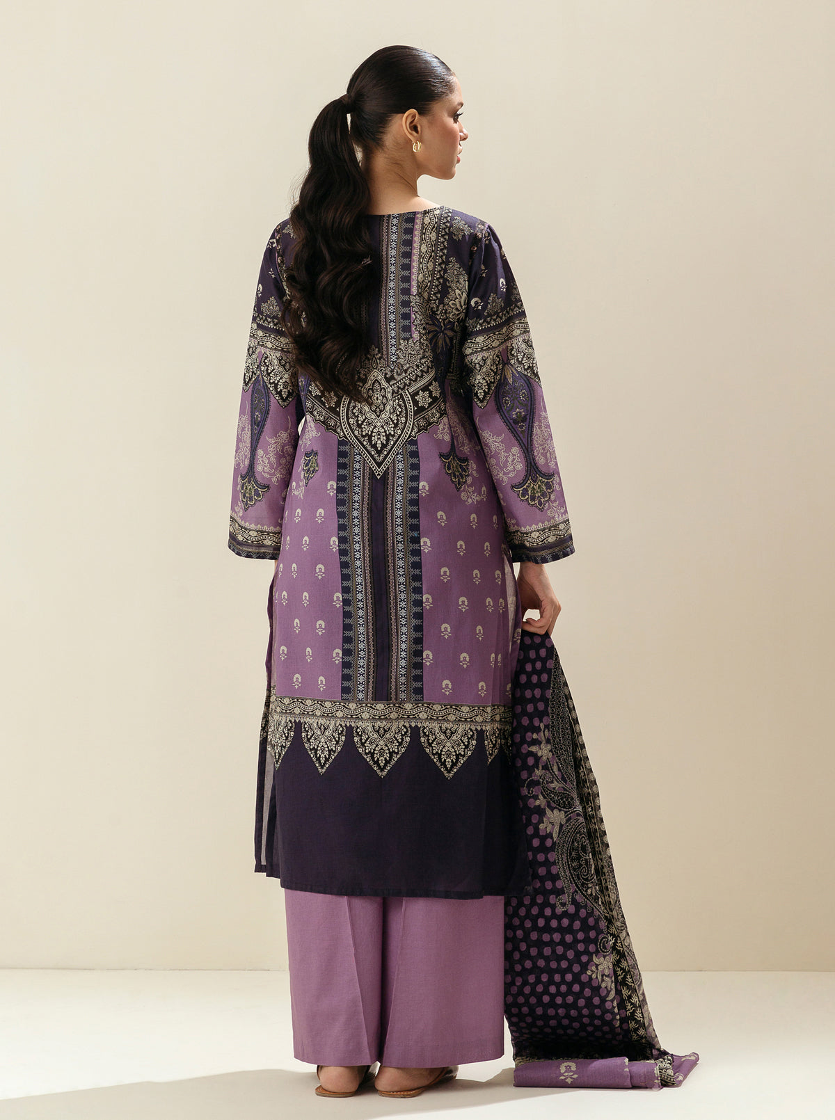 3 Piece - Printed Lawn Suit - Crown Jewel
