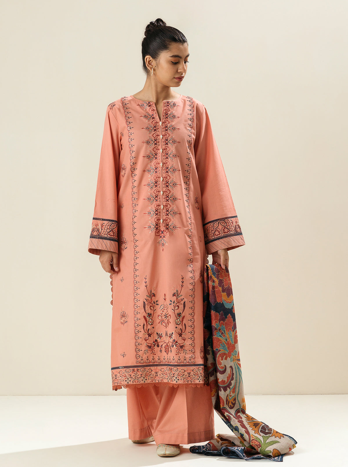 3 Piece - Embroidered Lawn Suit - Wild Flower Heaven