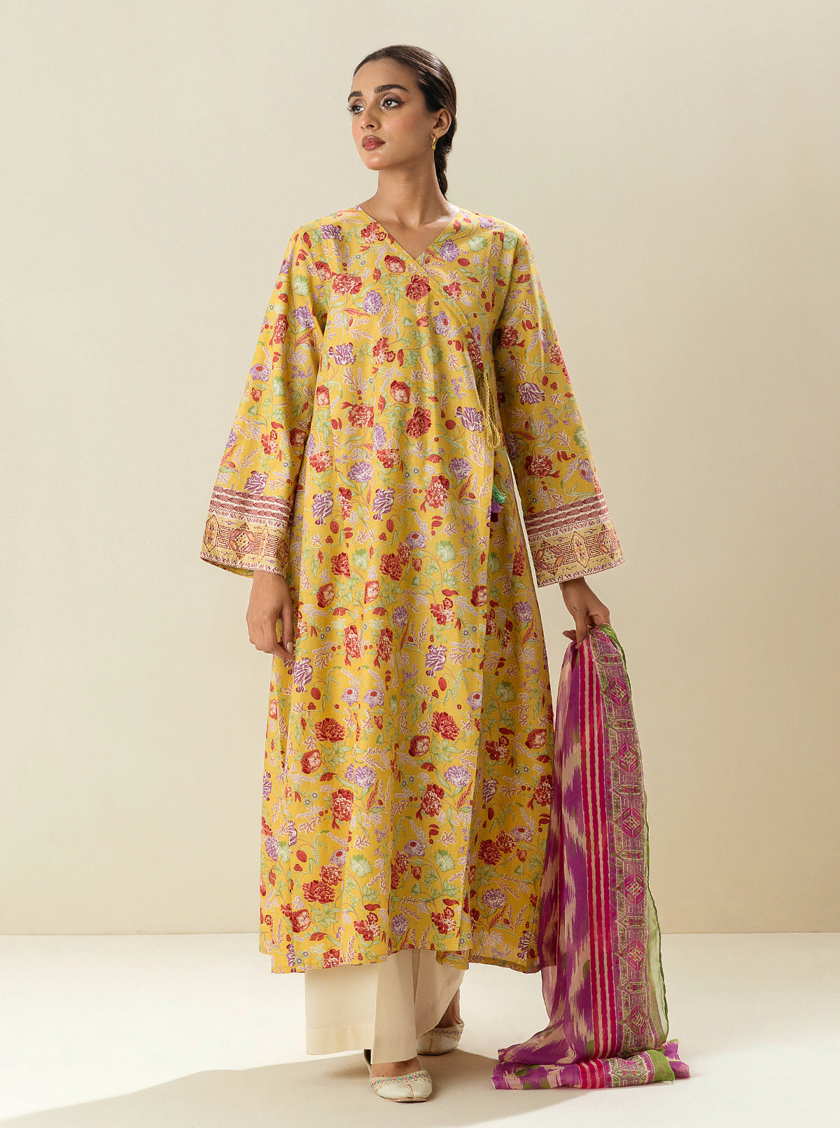 2 Piece - Printed Lawn Suit -Yarrow Cream
